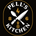 Logo of Pell's Kitchen with crossed knife and spoon, flame, and pineapple on a black background